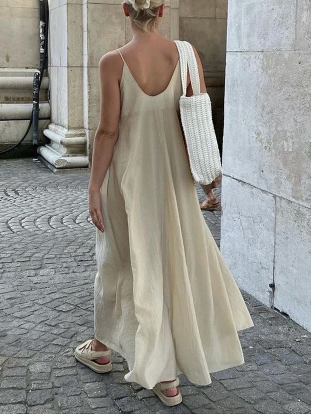 Commense Sleeveless V-Neck Maxi Dress in Cream - Picture 2 of 12